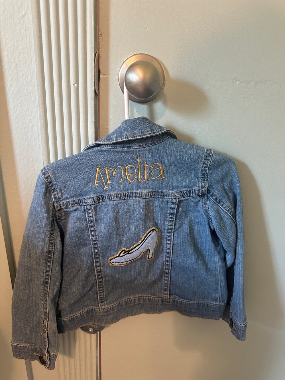 Carter's Light Blue Denim Jacket with Gold Embroidery